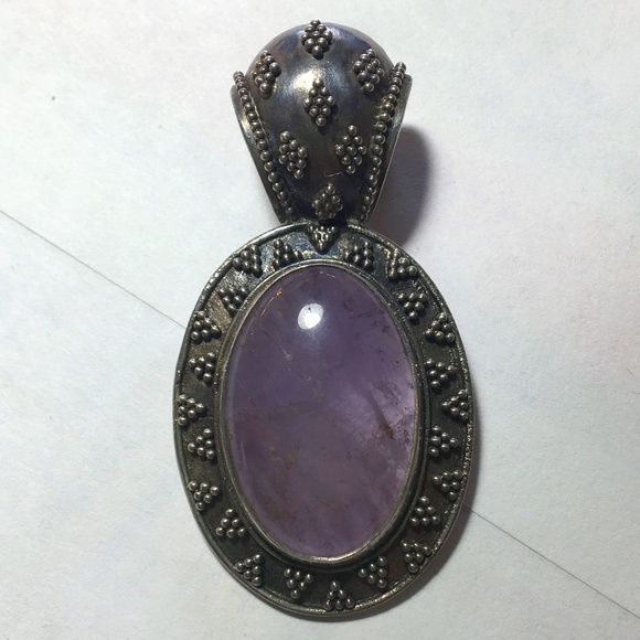 SOLD!-Amethyst and sterling silver pendant - Picture 1 of 3